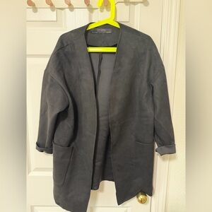 Zara Charcoal Open Front Coat